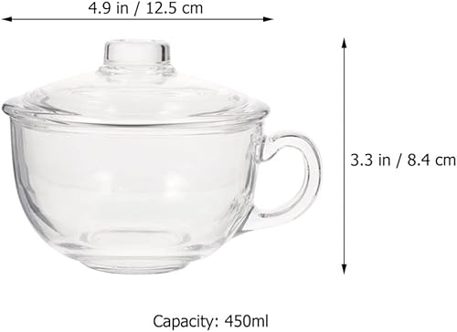 Miniatura 9 de Kichvoe Tazas de avena de vidrio para ramen con tapa, organizador de arroz, taza de leche de cereales, tazón de sopa con tapas, cuenco de cereales