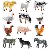 XDGBGFN 12 Stück Bauernhoftiere Set Bauernhof Tiere Mini Tierfiguren für Geburtstagsgeschenk, Raumdekoration, Partydekorationen