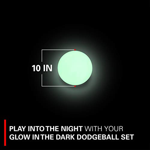 Rukket Dodgeball Set, Glow in The Dark Inflatable Playground Dodge Ball Gator Skin Game for Adults & Kids, Bouncy Kick, Foursquare, Toy with Bag & Air Pump (Glow-in-The-Dark Dodgeball Set)