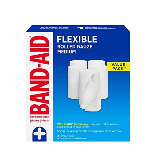 Band-Aid Lot de 5 rouleaux de bandage de gaze pour premiers secours 7,6 cm par 3 m