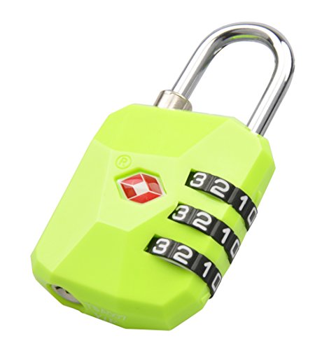 Preisvergleich Produktbild munkees TSA Schloss, Padlock, Zahlenschloss, Lock, Travel Accessoires, Kofferschloss, Grün, 36185