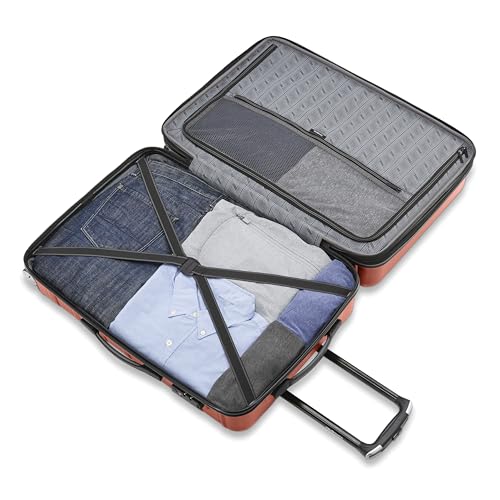 Image of Samsonite Omni 2-24 inch Medium Checked Hardside Luggage with 360 Spinner Wheels - Scratch Resistant Hardshell - TSA Lock, Airline-Approved - Expandable Lightweight Polycarbonate Shell, Brick Orange