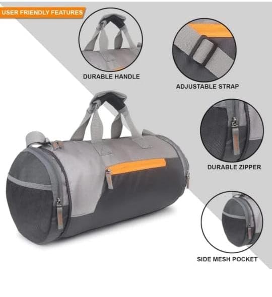 Image of Image of AniSom Multipurpose Gym Duffel Bag with Wet Pocket and Adjustable Strap for Men and Women Travel Sports Workout Bag (Grey)