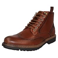 Mens Thomas Blunt Brogue Lace Up Casual Smart Ankle Boots A3079 - Tan Synthetic - UK Size 12 - EU Size 46 - US Size 13