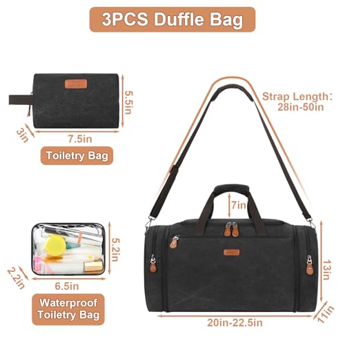 Image of TIBES Duffle Bags for Travel Expandable 50L Canvas Weekender Bag, Overnight Bag Travel Duffel Bag for Men Women Carry On for Travel Weekend Overnight Gym, Durable & Water-Resistant