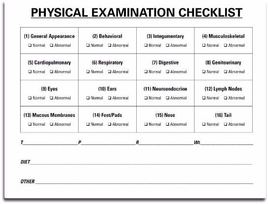 Veterinary Physical Exam Checklist Labels - 4” x 3.25”, 250 Labels/Roll, Perforated Labels | 16 Main Areas of Veterinary Physical Examination | LabelValue Brand