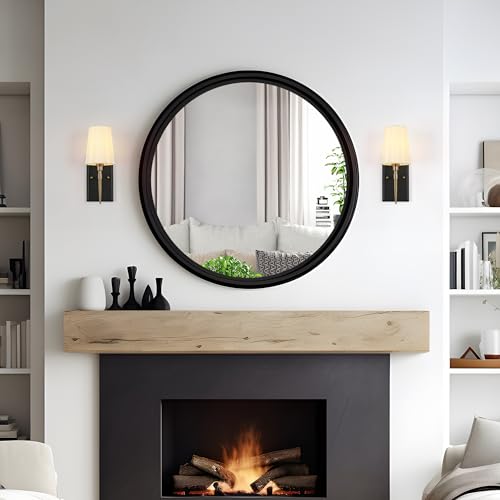 Image of Black Gold Sconce, Modern Sconces Wall Lighting with Fabric Shade for Bathroom, Bedroom, Kitchen and Living Room