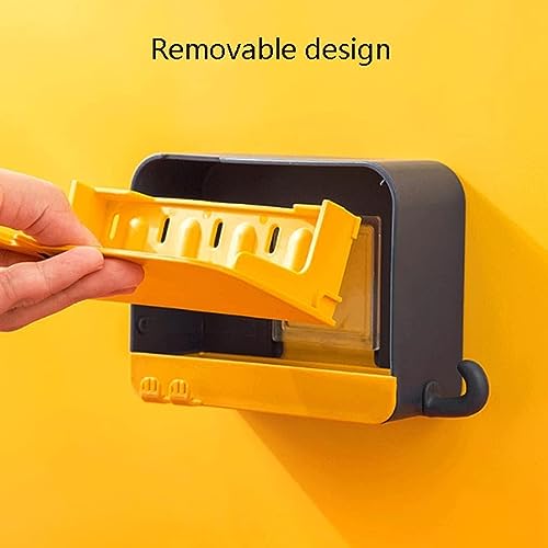 Image of Wall Mounted Soap Box with Flip Cover and Drain Tray | Detachable Inner Support | Adhesive Sticker Installation | ABS Soap Holder for Bathroom (Drain Soap Box)