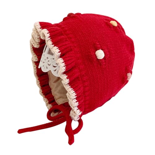 Image of HOOLCHEAN Baby Girls Bonnet Double Layer Soft Knitted Hat for Autumn Winter 6-24 Months
