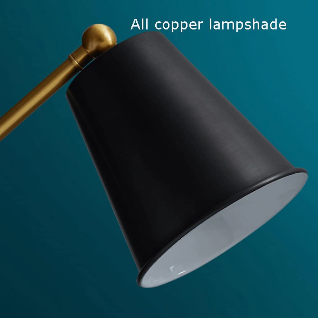 Erleuchtung Klassisch LED Tischlampe Alle Kupfer Schreibtischlampe Studienraum Warme Beleuchtung Leselampe Schlafzimmer Nacht Dekorative Tischlampe Augenpflege (Color : Black)