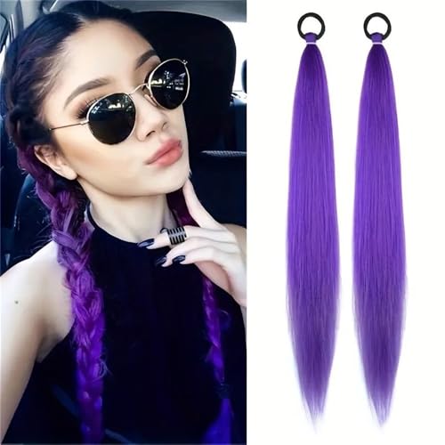Ponytail, Synthetic 2pcs Ponytail Extension With Elastic Tie Straight Sleek