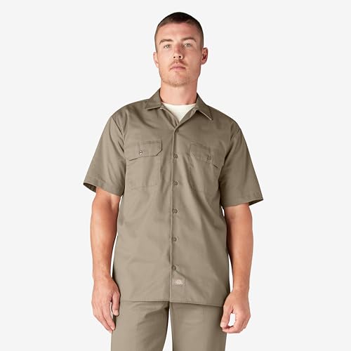 Image of Dickies Men's Short Sleeve Work Shirt - Durable Twill Button Down Shirts for Men, Lightweight Uniform for Daily Wear