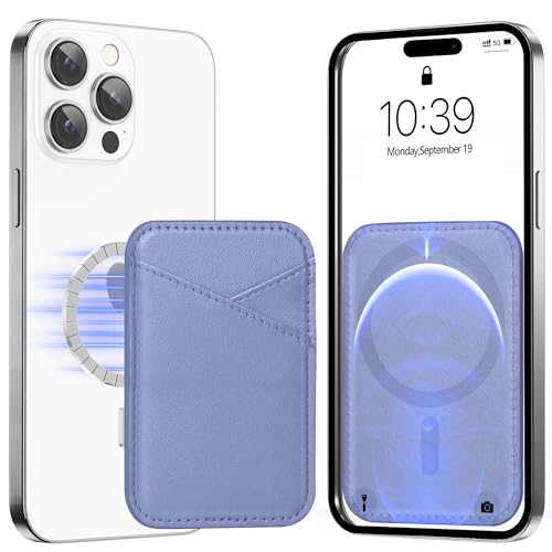 Image of Miroddi for MagSafe Wallet, Strongest Magnetic Card Holder for iPhone 17 /16 /15 /14 /13 /12 Series, Ultra-Thin Leather Magnetic Phone Wallet with 2 Card Slots, RFID Blocking, No More Falling, Lavender