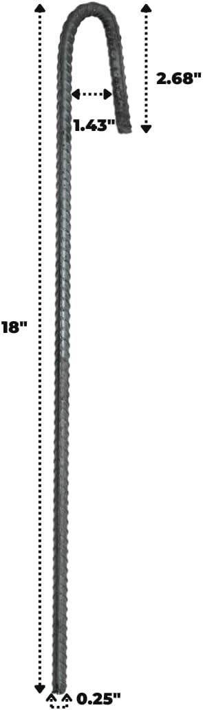 Deerbusters 18" Rebar J Hook Ground Stakes, 3/8" Rebar- 20 Pack