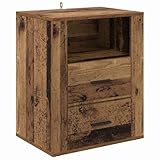 【Design élégant】 Ce cabinet de chevet combine charme rustique et modernité, parfait pour n'importe quelle ambiance. Avec des dimensions de 35 x 50 x 60 cm, il s'adapte facilement à divers aménagements. Idéal pour les fans de tech et de déco, il enrichit n'importe quel espace avec son mix harmonieux de chaleur et de praticité, grâce à ses poignées de tiroir traditionnelles et sa finition mate.