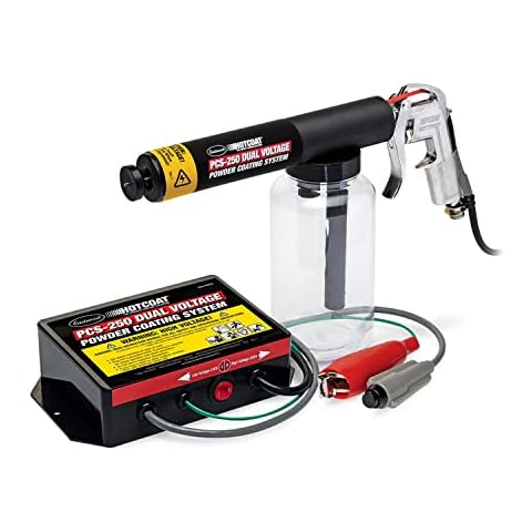 Hotcoat PCS-250 Powder Coating System | Innovative Dual Voltage with Minimal Overspray and Larger Ground Clamp | Powder Coating Machine with Clear Bottle Cover