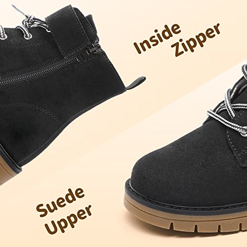 DREAM PAIRS Boys Girls Lace-up Combat Ankle Work Boots with Side Zipper(Little Kid/Big Kid)3