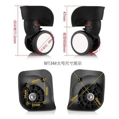 Luggage Wheel,Luggage Suitcase Wheels, 360 Degree Swivel Luggage Mute Wheel Suitcase Replacement Repair Wheels Parts Spinner (W134#)(Black)2