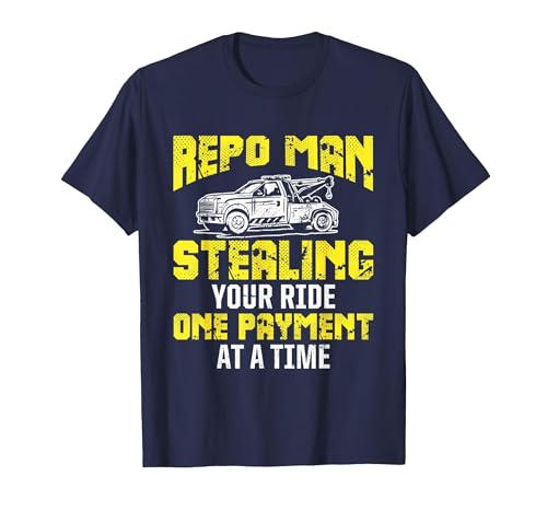 Repo Man Recovery Agent Repossession Funny T-Shirt, Men, Navy Blue, 6X-Large