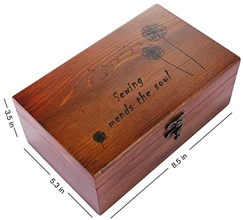 Sewing Kit Wooden Box With Cute Sewing Accessories Hand Sewing Kit For Kids Girls Beginners Adults Students Vintage Repair Kit #TOP1