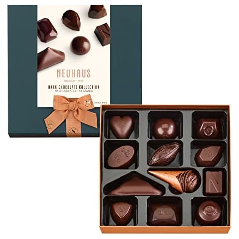Neuhaus Belgian Chocolate Classic Discovery Collection All Dark Chocolates Small – 12 Timeless Neuhaus Intense Dark Coated Chocolate Pralines – Gourmet Chocolate Gift Cover