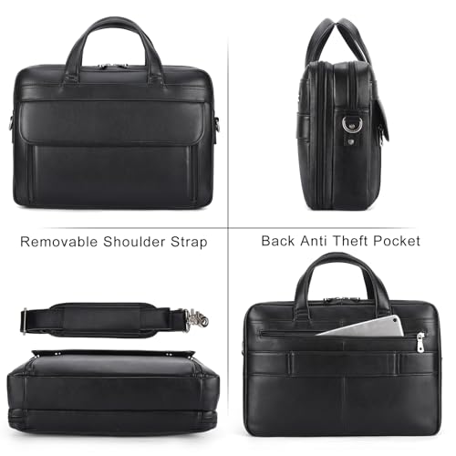 Masa Kawa Black Napa Leather Briefcase