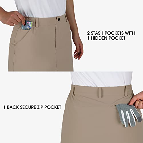 Anivivo Women's Golf Skorts Skirts 18" Outdoor Hiking Casual Skorts With Zip Pockets Quick Dry Lightweight Skirts (Khaki,M) #TOP2