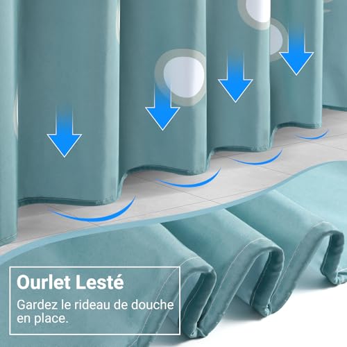 Rideau de douche en polyester lourd bleu marine grand format 220cm - 6