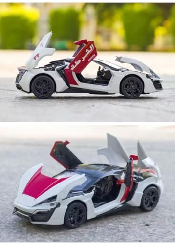 Image of 1:32 Dubai Police Car Lykan Hypersport Metal Die-Cast Pullback Toy Car with Realistic Detailing and Opening Doors - Perfect for Collectors and Kids