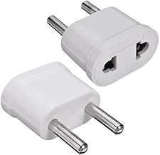 CABLEPELADO US Plug to European Plug Adapter | American to European Power Adapter | Travel Plug | 6A 125V | 10A 250V | White | 1 Pack