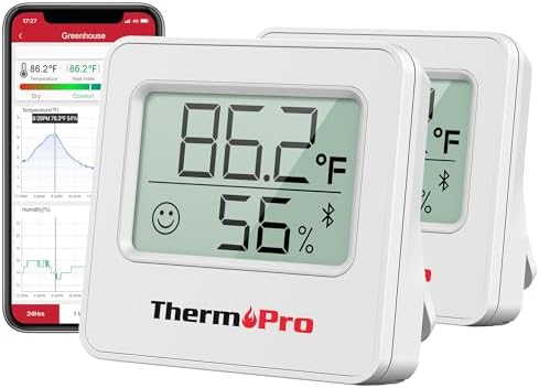 ThermoPro TP357 Digital Hygrometer Indoor Thermometer of 260FT, Bluetooth Humidity Meter with Smart App, Room Humidity Gauge with Humidity Sensor, 2-Year Data Storage and Export