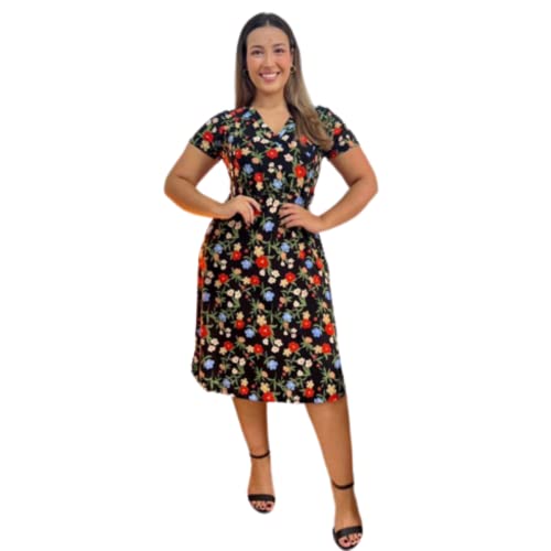Vestido Liganete feminino gola V cinturado 632