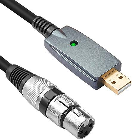 USB Microphone Cable,XLR Female to USB Mic Link Converter Cable for Microphones or Recording Karaoke Sing,6 feet