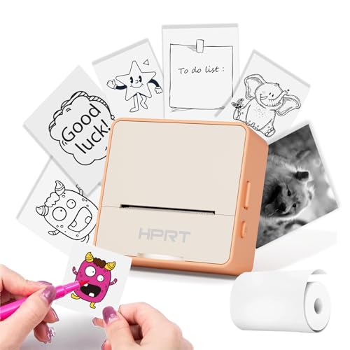Image of HPRT S2 Bluetooth Thermal Label Printer, Portable Mini Inkless Sticker Maker with 1 Roll Paper, Compatible with iPhone & Android, for Home, School, Office, Travel, Kids. Free App with Templates