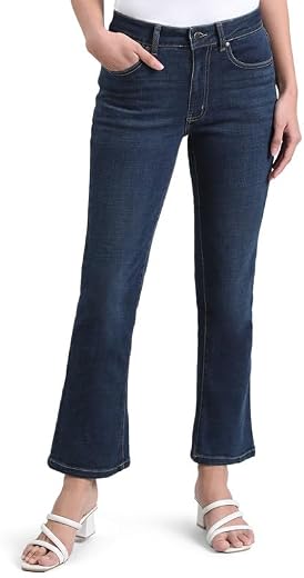 GO COLORS Soft Cotton Blend Bootcut Jeans Full Length for Women| Breathable, Mid Rise
