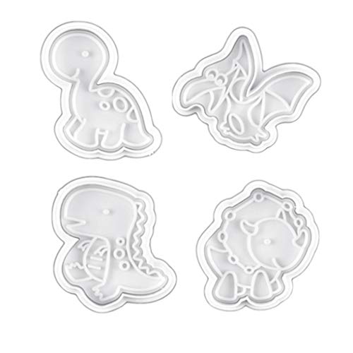 Conjunto de cortadores de biscoito engraçados, 4 peças de moldes de biscoito de plástico de dinossau