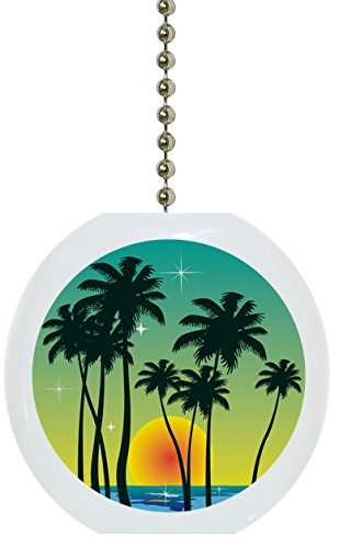 Image of Tropical Sunset Ocean Solid Ceramic Fan Pull