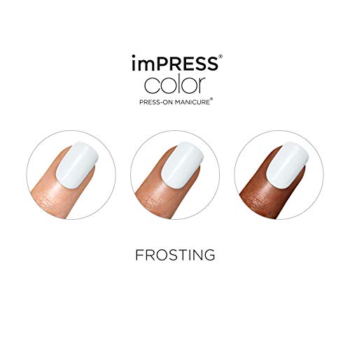 Kiss Impress Color Press-On Nails, Gel Nail Kit, Purefit Technology, Short Length, “Frosting”, Polish-Free Solid Color Manicure, Includes Prep Pad, Mini Nail File, Cuticle Stick, And 30 Fake Nails #TOP3