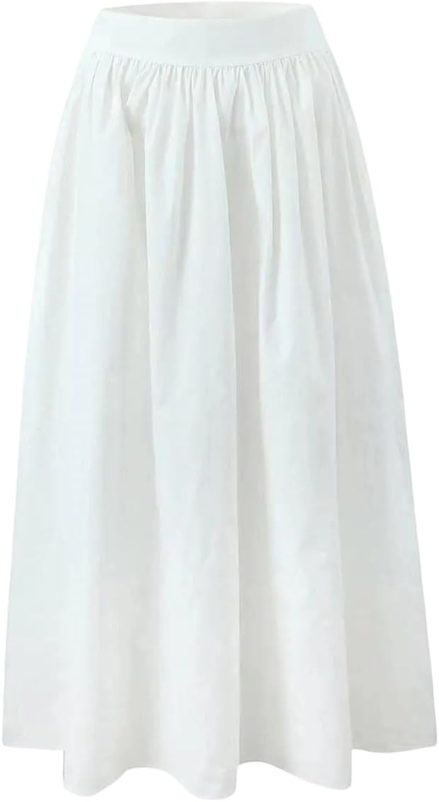 Women Big Swing High Waist Side Zipper A-Line Skirts