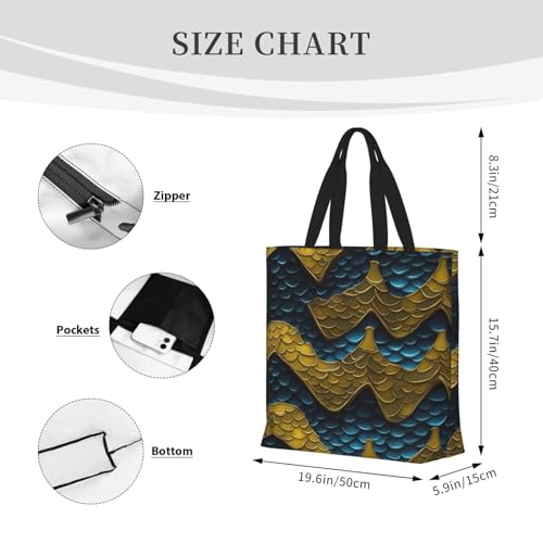 Dragon Scale Print Casual Shoulder Bag Handbag Outdoors Holiday Weekender Travel Shopping4
