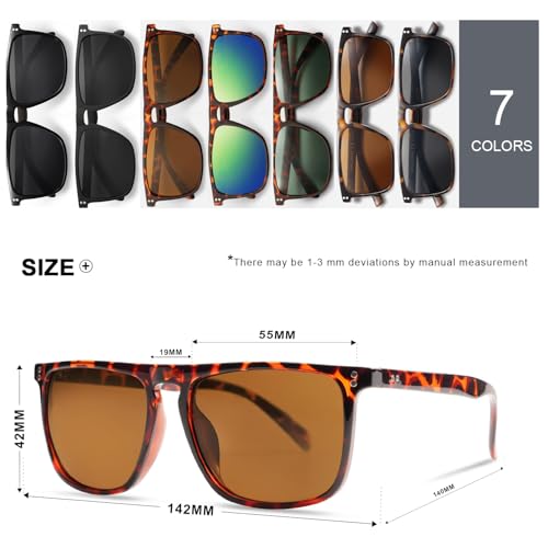 Image of VANLINKER Polarized Square Sunglasses for Men Women Dark Shades with UV Protection for Driving VL9748