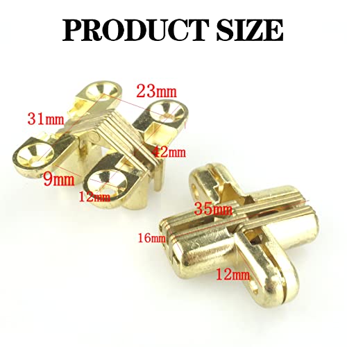Helweet Modern Zinc Plated Invisible Hinges, 180° Cross Hinges, 4 Pack, Yellow, Pack of 4 - Image 2