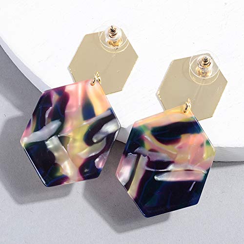 Acrylic Resin Hoop Earrings - Tortoise Shell Earrings for Women Boho Jewelry, Great for Sister, Friends, Mom (Floral)