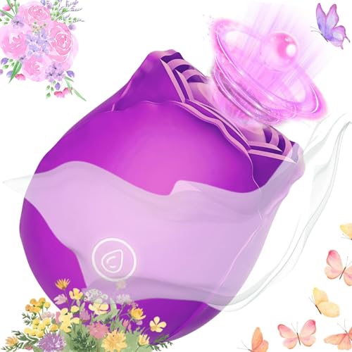 Update Model Roses Shape Sucker for Women Toy Tongues Quiet 10 Speed Adult Toys Waterproof Automatic Electric Adult Toys Machine Valentines Party (purple1)