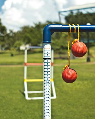 Ladder Toss Ball Game Set – Fun Game For Yard, Lawn, Backyard, Party, Indoor, Outdoor Games For Family And Friends – 6 Toss Bolos With Thick Rope – Built-In Score Tracker – With Backpack Bag #TOP3
