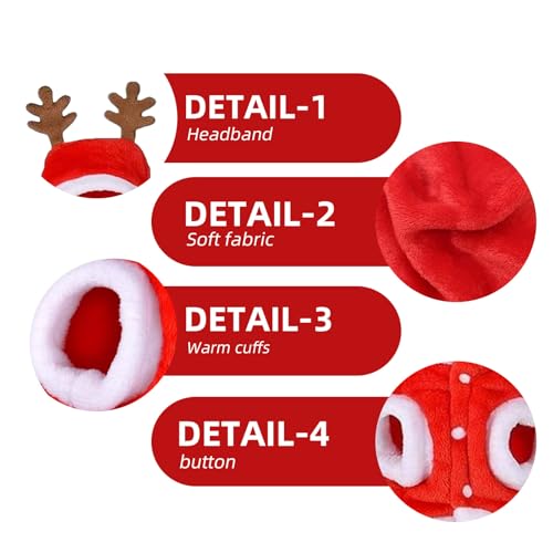 Ayizhiniu Hundekostüme Weihnachten, Pet Hoodies Warme Hundemantel, Katzen Hunde Weihnachtskostüm, Weihnachtskostüm Haustier Kleidung, Anwendbar auf Weihnachtskleidung für Hunde