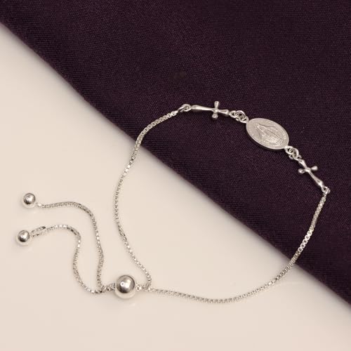 LeCalla 925 Sterling Silver Mother Mary Collection | Lightweight Religious Bracelet Jewelry Rosary Mother Mary Cross Bracelet's for Women3