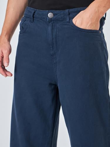 Image of Bewakoof Men's Solid Super Baggy Fit Cotton Jeans