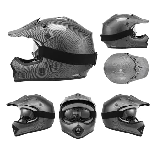 TCT-MOTORPARTS DOT Youth Kids Motocross ATV Helmets Offroad Street Dirt Bike Go-Kart BMX MX Full Face Helmet Carbon Fiber Medium Size