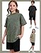 COZYPOIN 3 Pack Unisex Boys Girls T-Shirts Kids Short Sleeve Crewneck Acid Washed Tee Shirts Summer Tops 3-16Y(Black+Khaki+Green-XL)
